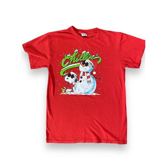 Vintage 90s Peanuts Snoopy Christmas Snowman Santa Joe Cool Shirt Small Holiday - Picture 1 of 5